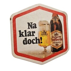 Stuttgarter‎ Hofbrau Pilsner Beer Coaster German Zeppelin Advertising Barware